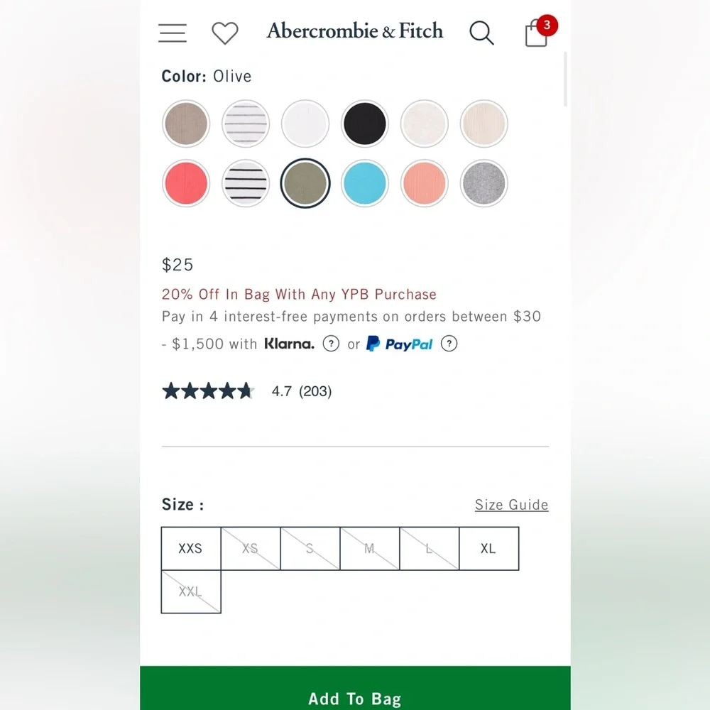 Abercrombie scoop neck tank size Large olive - Picture 2 of 2